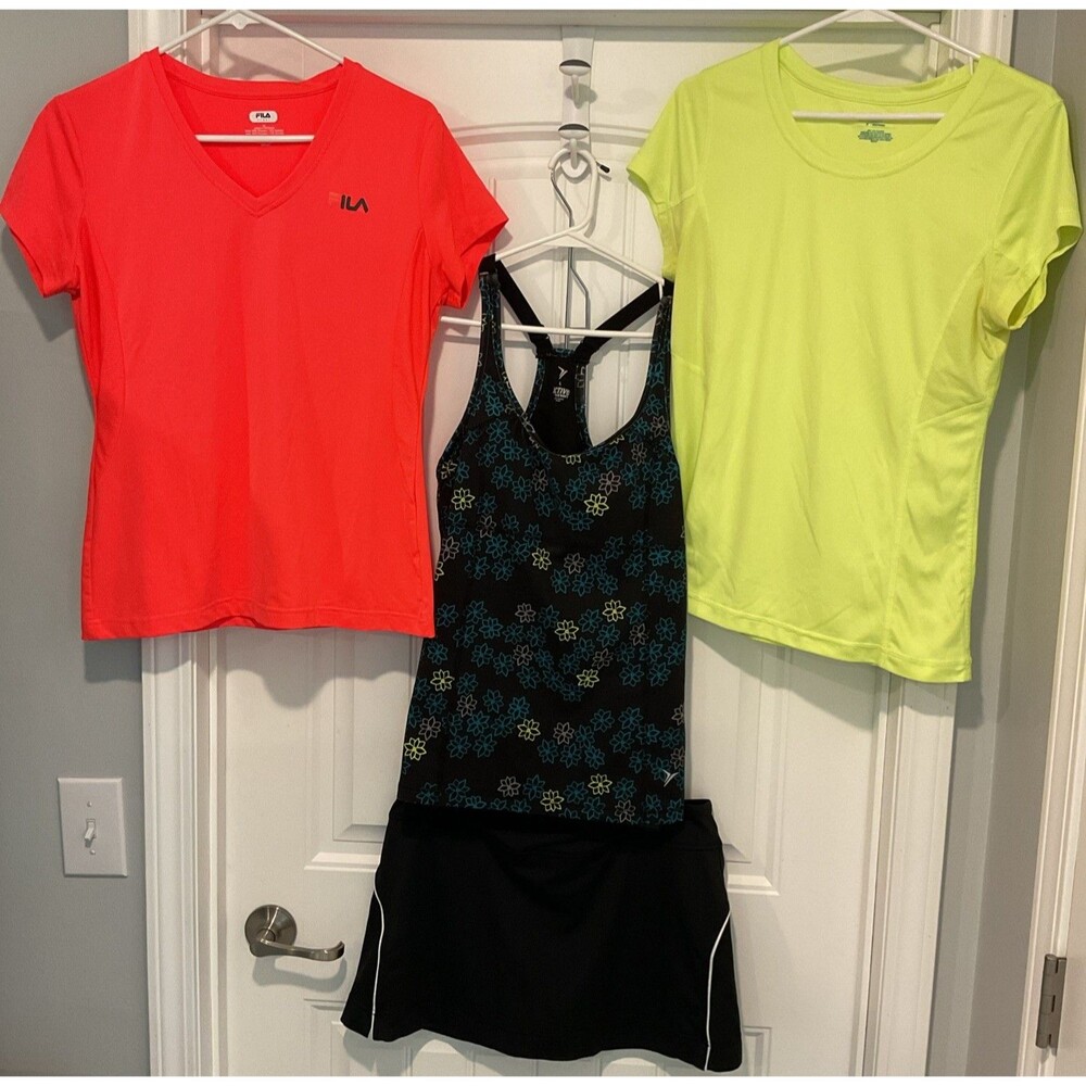 EUC Fila Old Navy & Champion Women Athletic Top & Skort Lot Of 4 M/L Multicolor